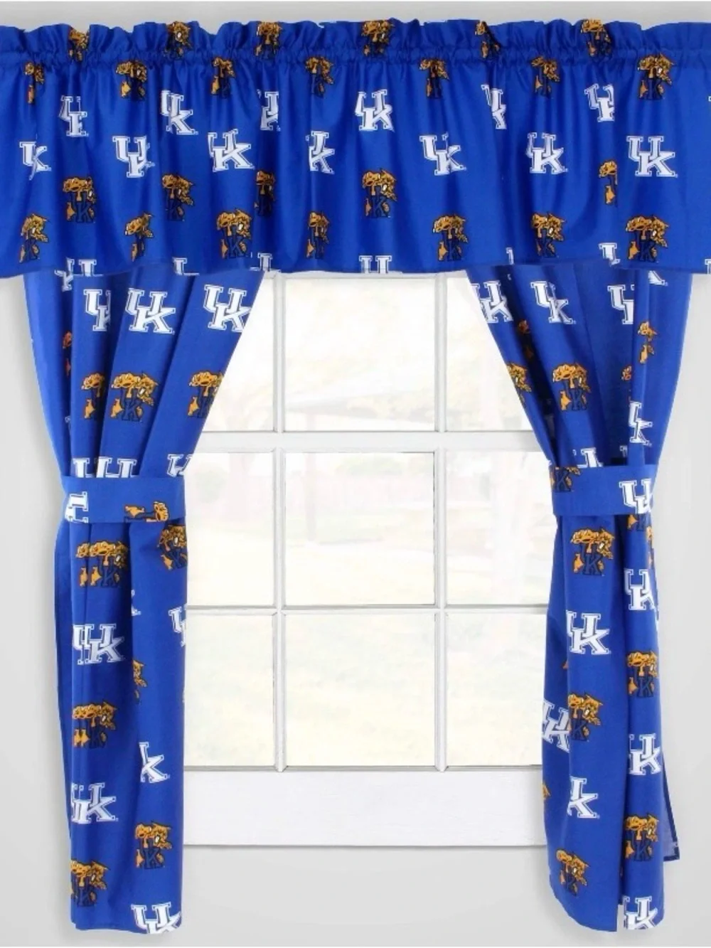 University of Kentucky Window Valance Blue with UK Logos 84”x15”